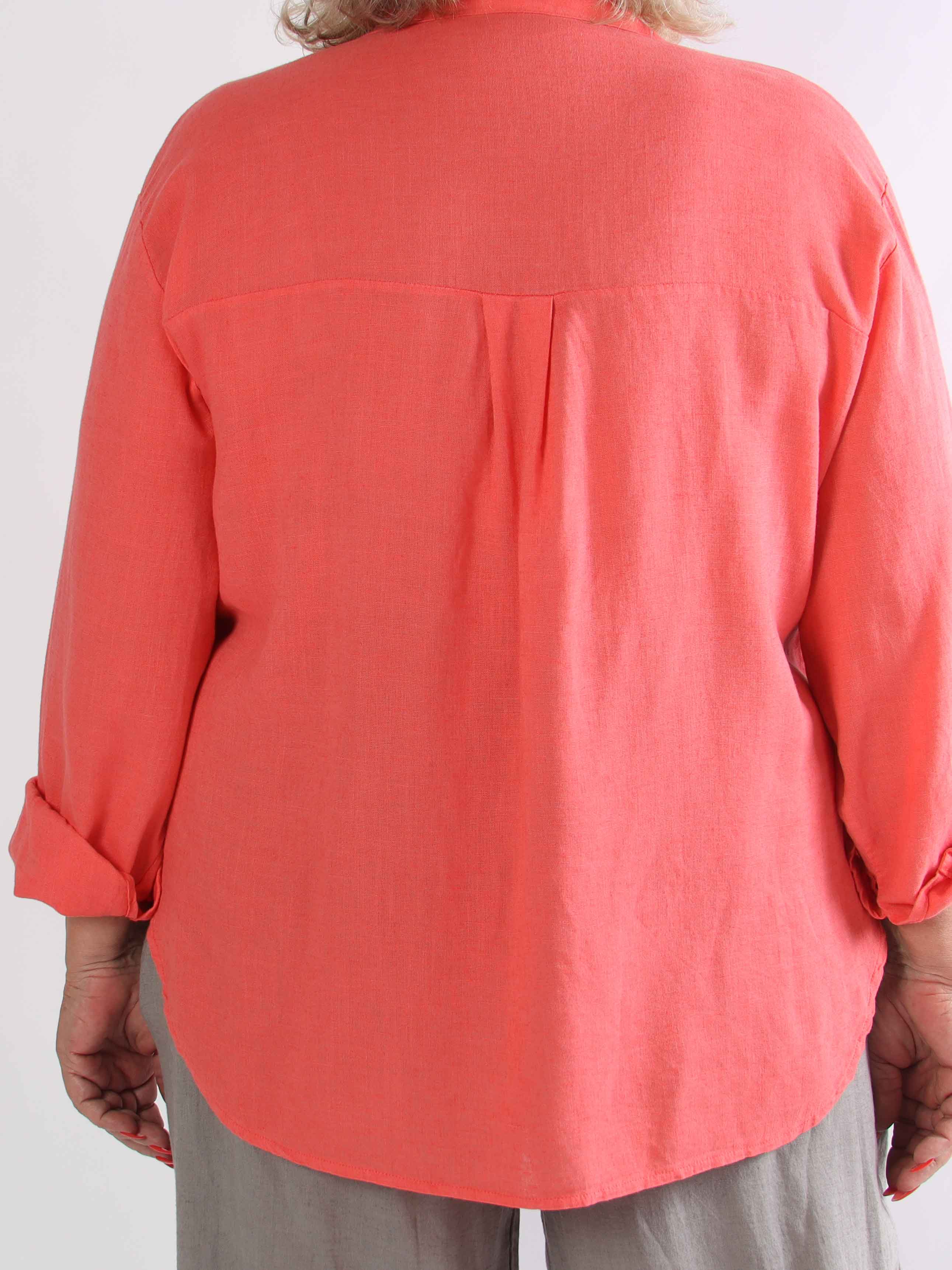 Clara Shirt - Enfärgad plus size skjorta i viskos och linne
